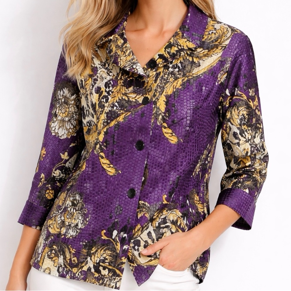 Simonton Says Jacket 2X Blazer Shirt Art To Wear Plus Size Embellished USA Made